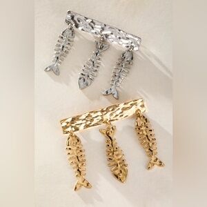 NWT Free People Fish Outta Water Brooch In Gold